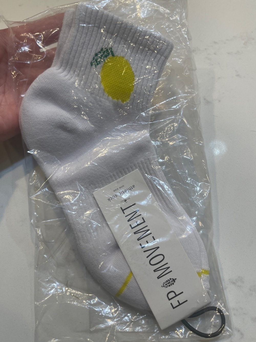 NWT FP Movement White Crew Socks with Lemon Motif